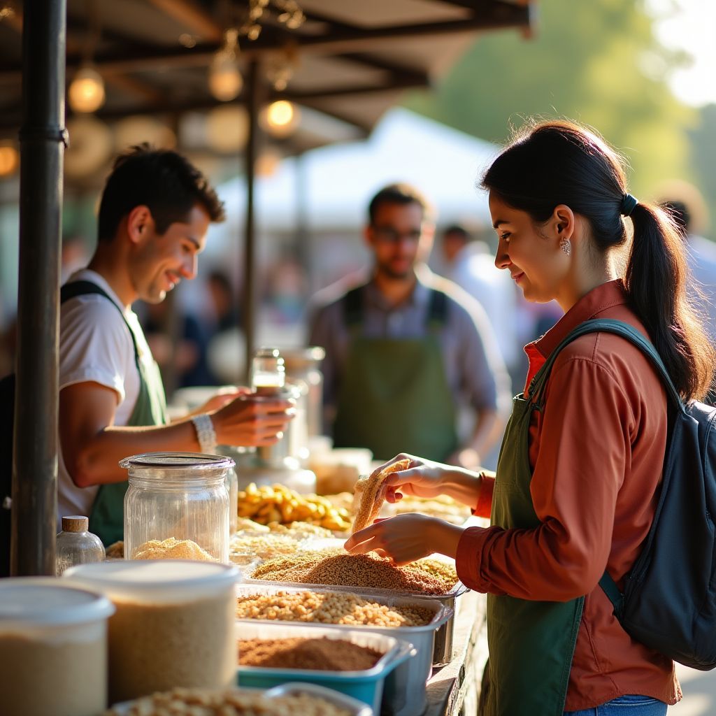 Zero waste market initiative with reusable packaging